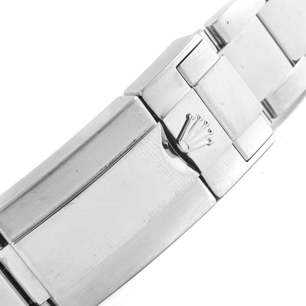 This image shows a close-up view of the clasp and bracelet of a Rolex Yacht-Master 116680 Men's Stainless Steel White Dial 116680 Men's Stainless Steel White Dial watch.