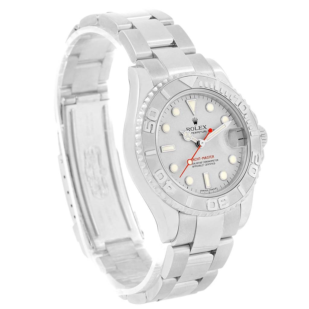 The Yacht-Master by Rolex is shown at a slight angle, displaying the face, bezel, and part of the bracelet.