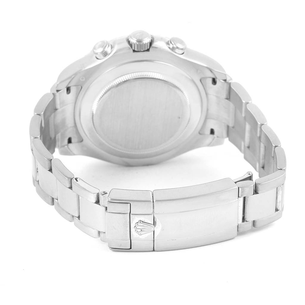 This image shows the back and clasp of the Rolex Yacht-Master 116689 Men's White Gold White Dial 116689 Men's White Gold White Dial watch from a rear angle.