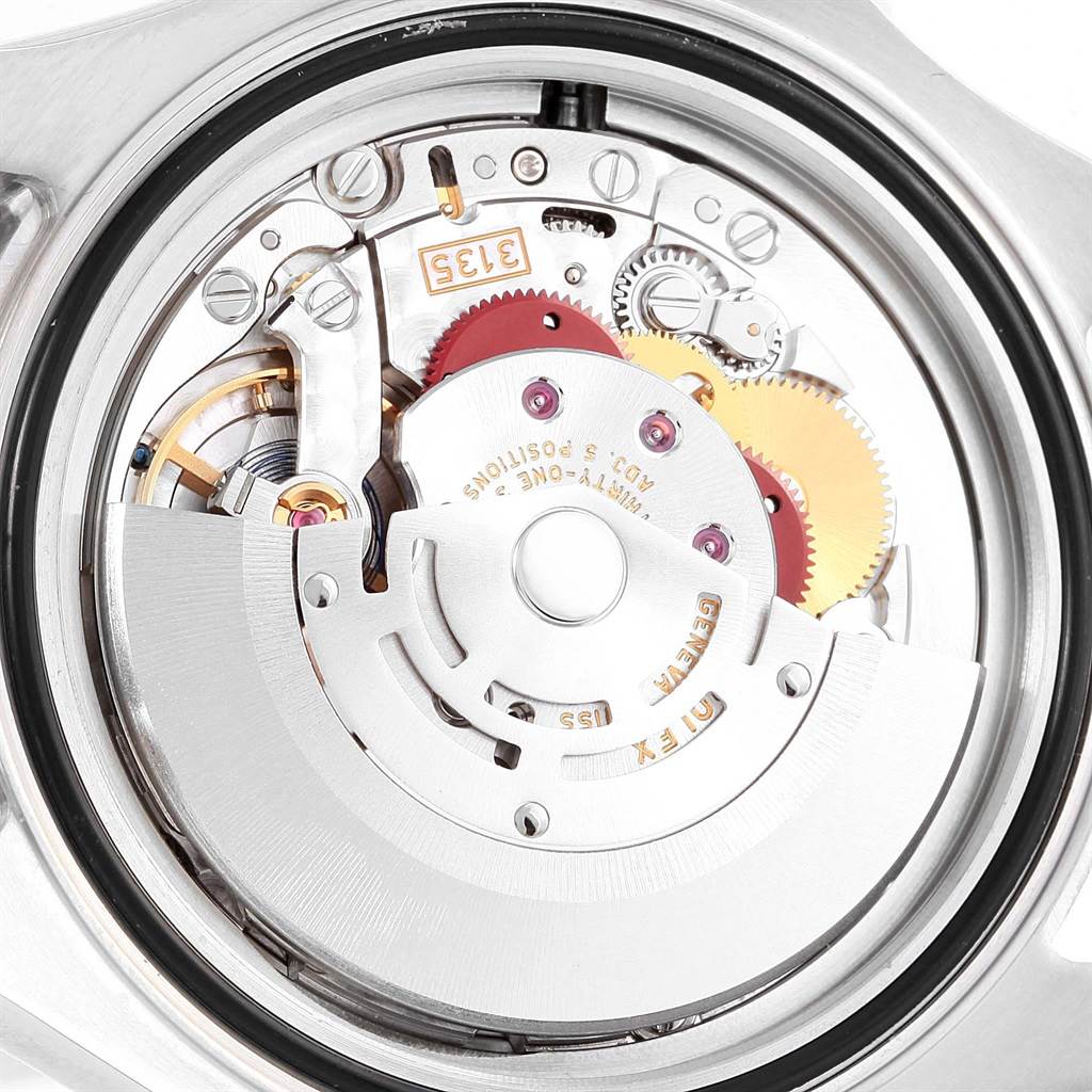 This close-up image shows the intricate internal mechanisms of a Rolex Yacht-Master 116622 Men's Stainless Steel Blue Dial 116622 Men's Stainless Steel Blue Dial watch.