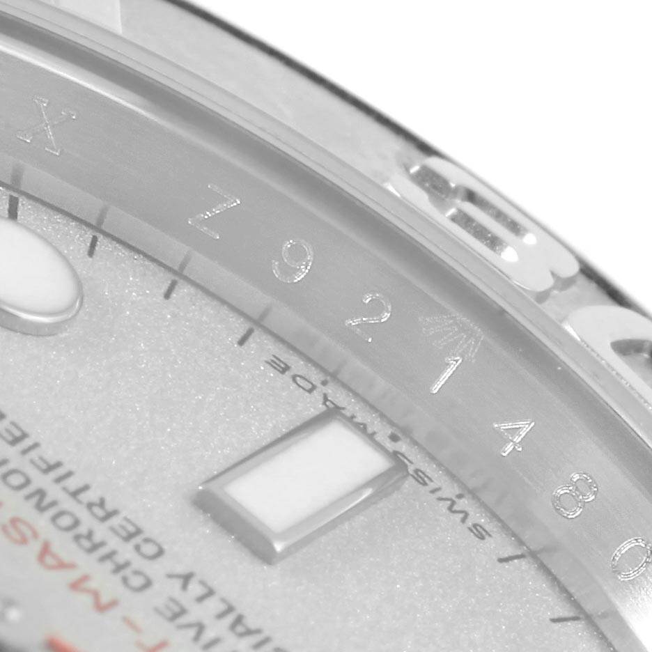 The image shows a close-up of the Rolex Yacht-Master 16622 Men's Stainless Steel Silver Dial 16622 Men's Stainless Steel Silver Dial watch, focusing on the bezel and part of the dial and indices.