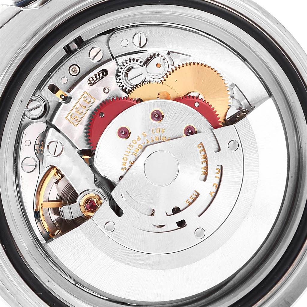 The image shows the intricate internal mechanism and gears of a Rolex Yacht-Master 16622 Men's Stainless Steel Silver Dial 16622 Men's Stainless Steel Silver Dial watch from a close-up angle.