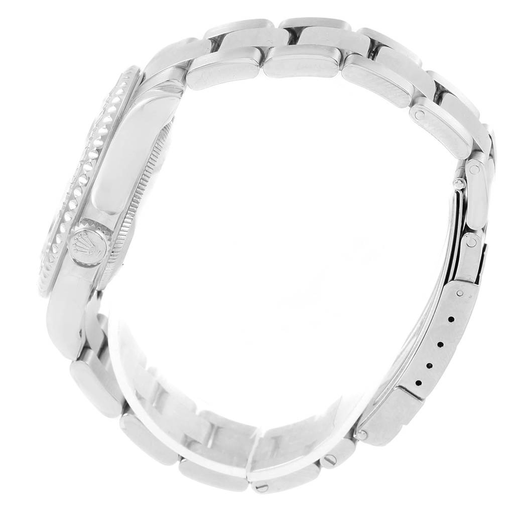 The image shows a side view of the Rolex Yacht-Master 168622 Men's Stainless Steel Silver Dial 168622 Men's Stainless Steel Silver Dial watch, highlighting the bracelet, case, and crown.