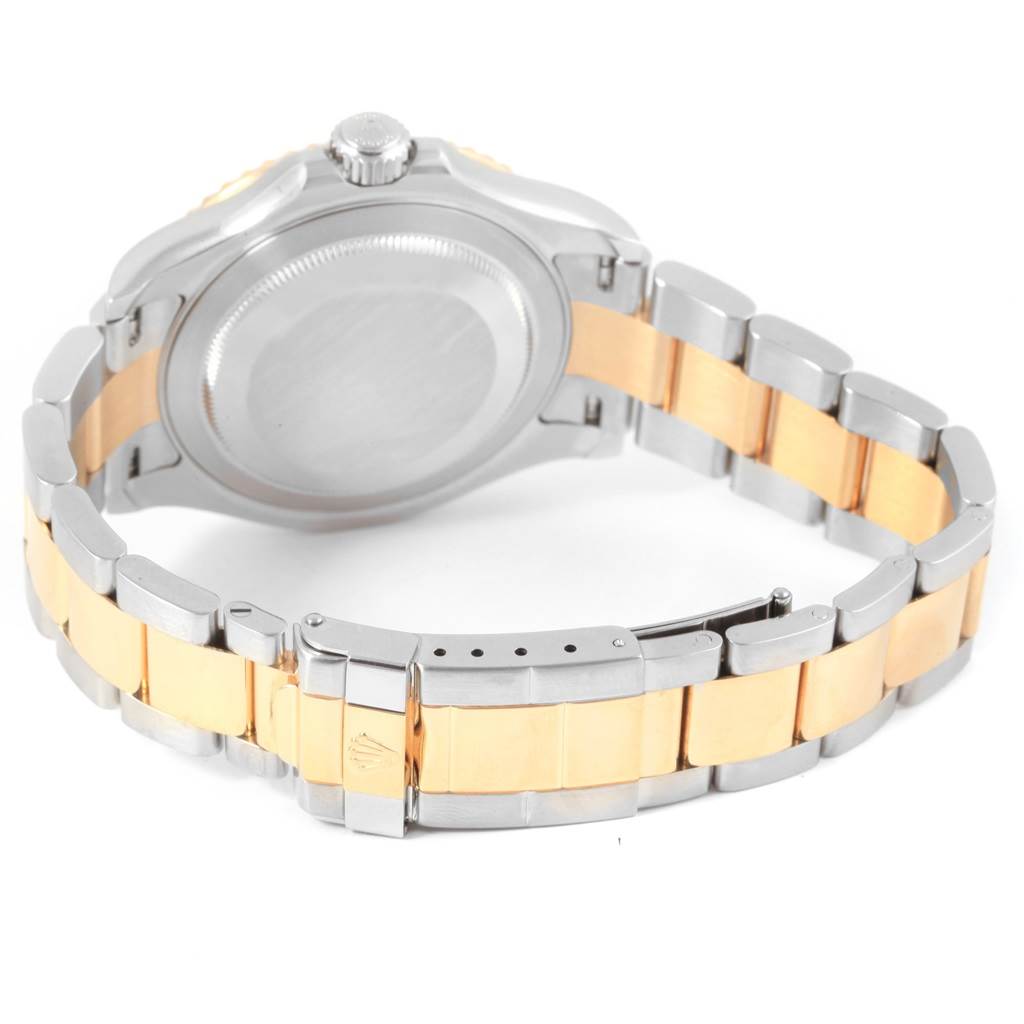 The image shows the back view of a Rolex Yacht-Master 16623 Men's Stainless Steel Champagne Dial 16623 Men's Stainless Steel Champagne Dial watch, revealing the case back and part of the bracelet.