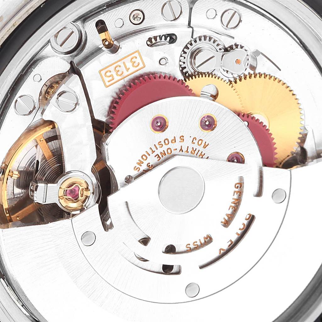 This image shows a close-up view of the internal mechanism of a Yacht-Master model by Rolex, highlighting gears and movement parts.