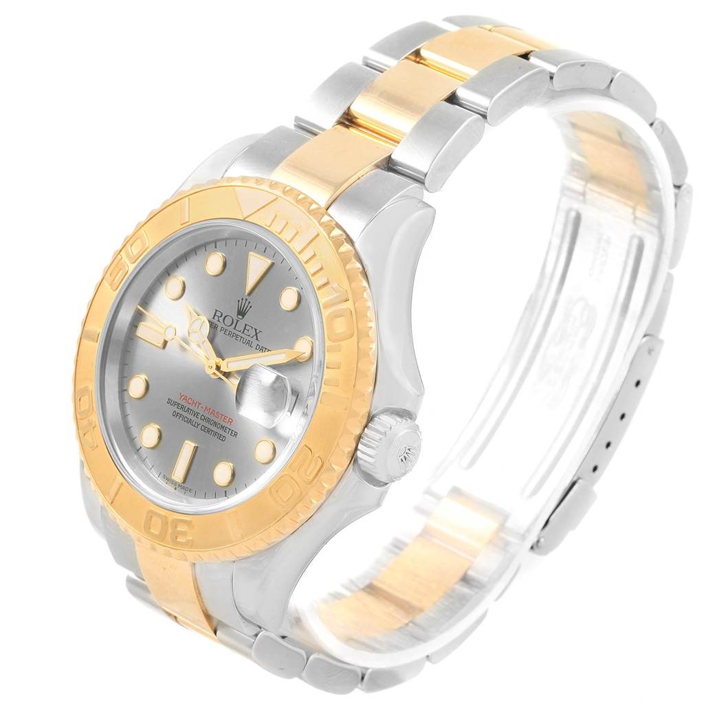 The image shows a Rolex Yacht-Master 16623 Men's Stainless Steel Grey Dial 16623 Men's Stainless Steel Grey Dial watch at a slight angle, highlighting the bezel, dial, and bracelet.