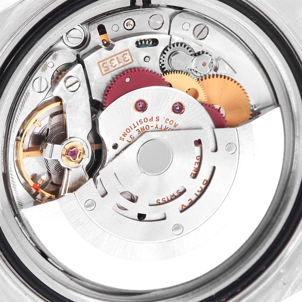 The image shows the intricate internal mechanism of the Rolex Yacht-Master 16622 Men's Stainless Steel Silver Dial 16622 Men's Stainless Steel Silver Dial watch from a close-up angle.
