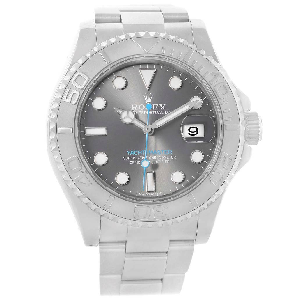 Rolex Yachtmaster Rhodium Dial Steel Platinum Blue Hand Watch 116622 ...