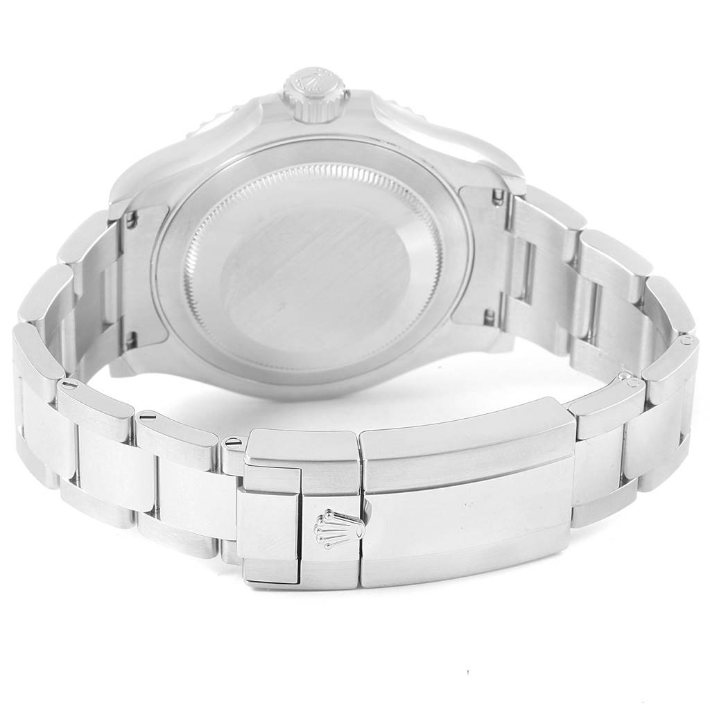 The image shows the back view and clasp of a Rolex Yacht-Master 116622 Men's Stainless Steel Grey Dial 116622 Men's Stainless Steel Grey Dial watch.