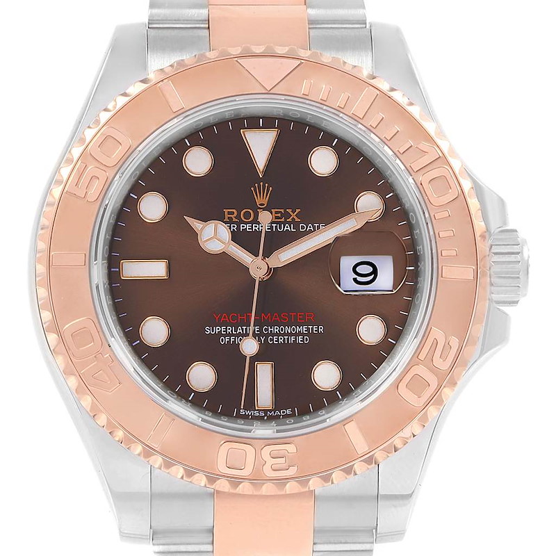 Rolex Yachtmaster Everose Gold Steel Chocolate Dial Watch 116621 Box Card SwissWatchExpo