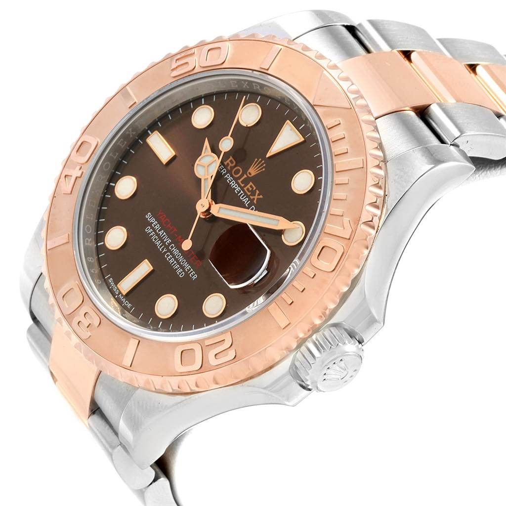Rolex Yachtmaster Everose Gold Steel Chocolate Dial Watch 116621 Box ...