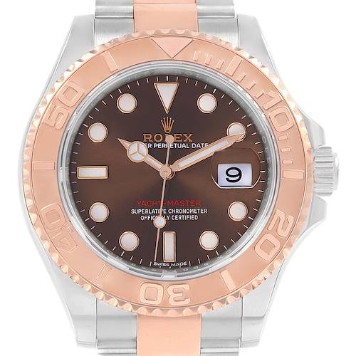 Photo of Rolex Yachtmaster Everose Gold Steel Chocolate Dial Watch 116621 Box Card
