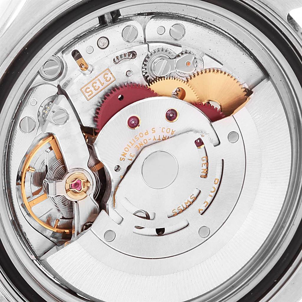 This is a close-up view of the internal mechanism of the Rolex Yacht-Master 16623 Men's Stainless Steel White Dial 16623 Men's Stainless Steel White Dial watch, showcasing its intricate components.