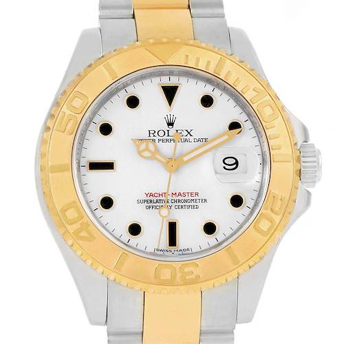 Photo of Rolex Yachtmaster Steel Yellow Gold White Dial Mens Watch 16623