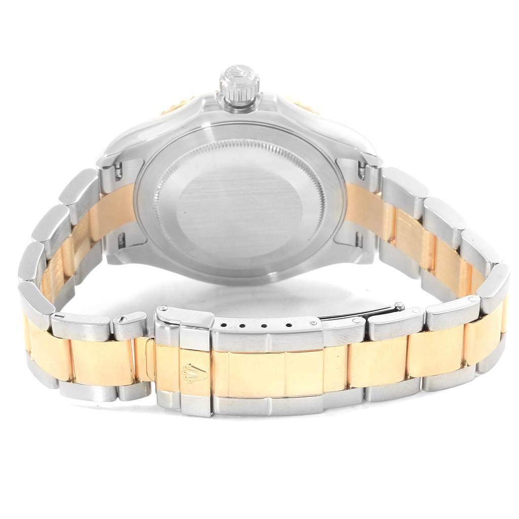 The image shows the back and bracelet of a Rolex Yacht-Master 16623 Men's Stainless Steel Mother of Pearl Dial 16623 Men's Stainless Steel Mother of Pearl Dial watch, highlighting its clasp and crown.