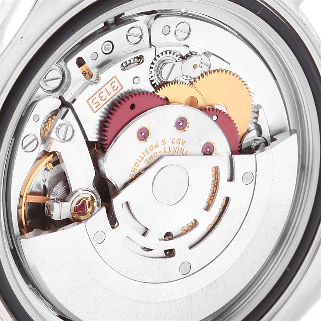 The image shows an angled close-up of the internal movement mechanism of a Rolex Yacht-Master 16623 Men's Stainless Steel Mother of Pearl Dial 16623 Men's Stainless Steel Mother of Pearl Dial watch.