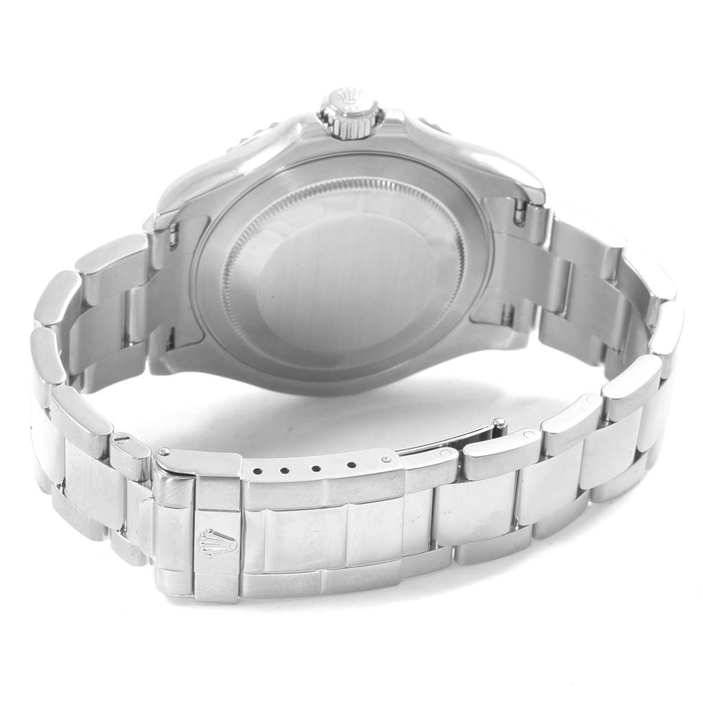 This image shows the back case and metal bracelet of a Rolex Yacht-Master 16622 Men's Stainless Steel Silver Dial 16622 Men's Stainless Steel Silver Dial watch.
