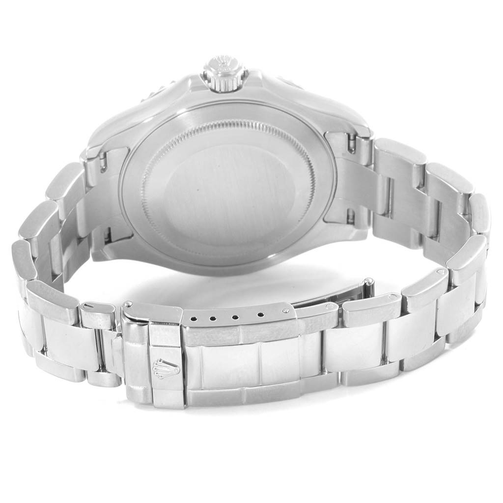 The image shows the back side and clasp of the Rolex Yacht-Master 16622 Men's Stainless Steel Silver Dial 16622 Men's Stainless Steel Silver Dial watch.