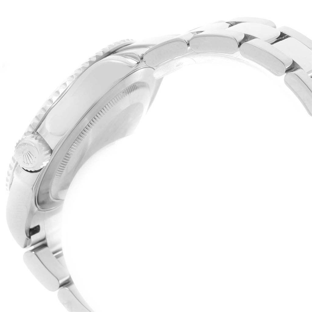 The image shows a side view of a Rolex Yacht-Master 16622 Men's Stainless Steel Silver Dial 16622 Men's Stainless Steel Silver Dial watch displaying the case, crown, and part of the bracelet.