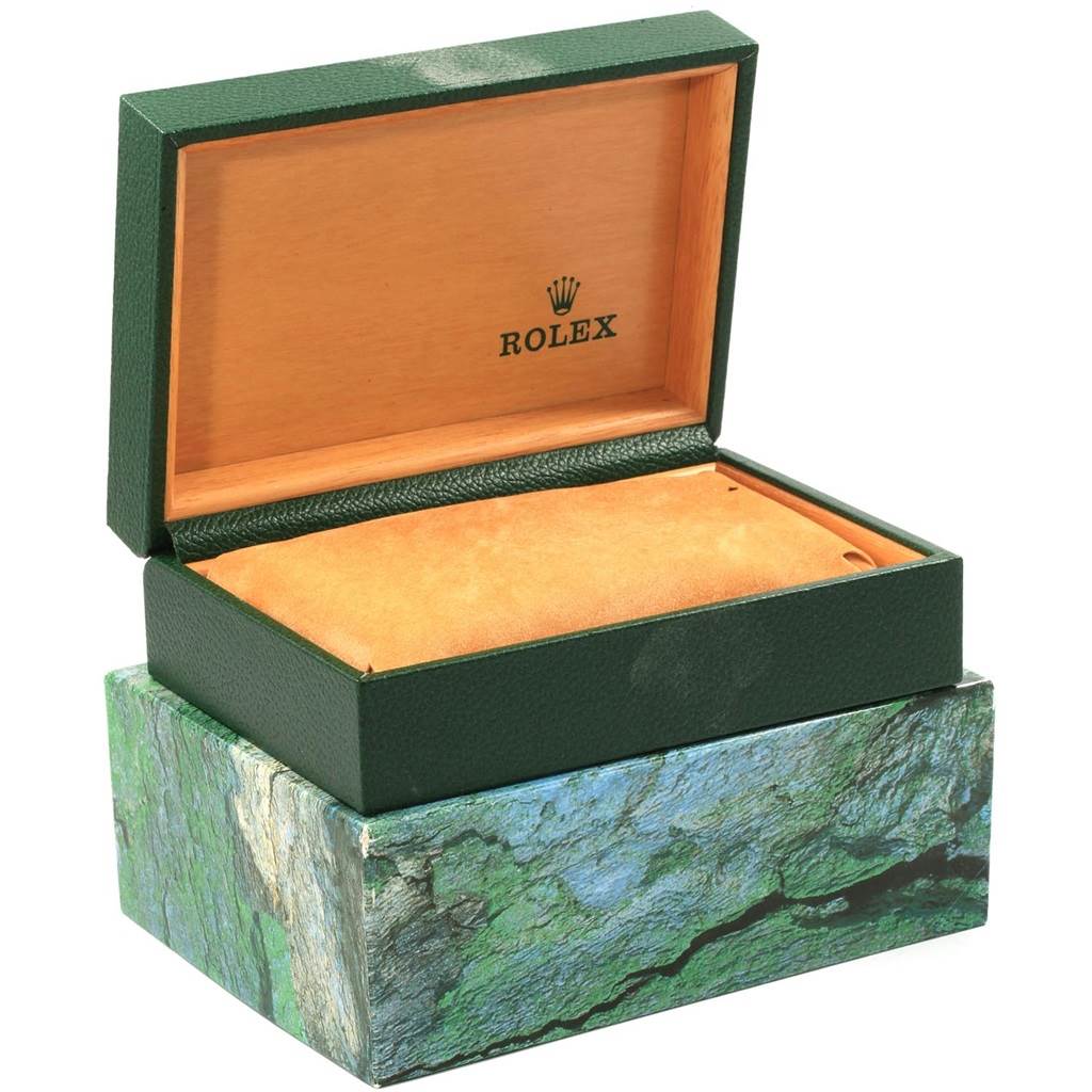 The image shows an open presentation box for a Rolex Yacht-Master 16622 Men's Stainless Steel Silver Dial 16622 Men's Stainless Steel Silver Dial watch.