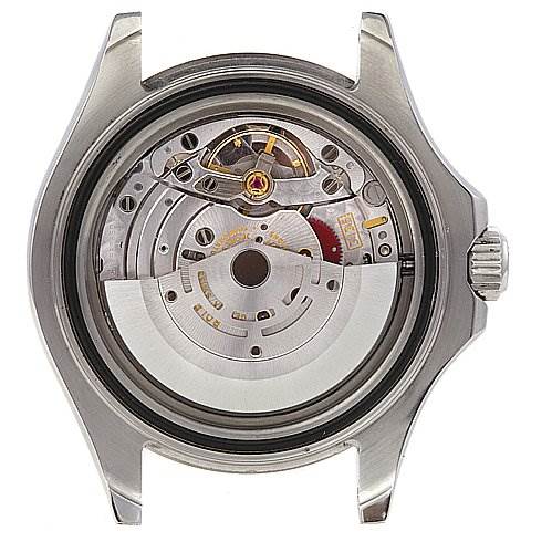 The image shows the back view of a Rolex Yacht-Master 16622 Men's Stainless Steel Silver Dial 16622 Men's Stainless Steel Silver Dial watch with its internal mechanical movement exposed.