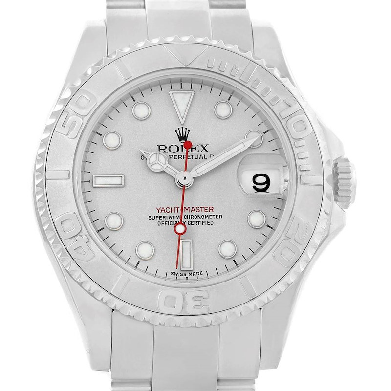 Rolex Yachtmaster 35mm Midsize Steel Platinum Unisex Watch 168622 SwissWatchExpo