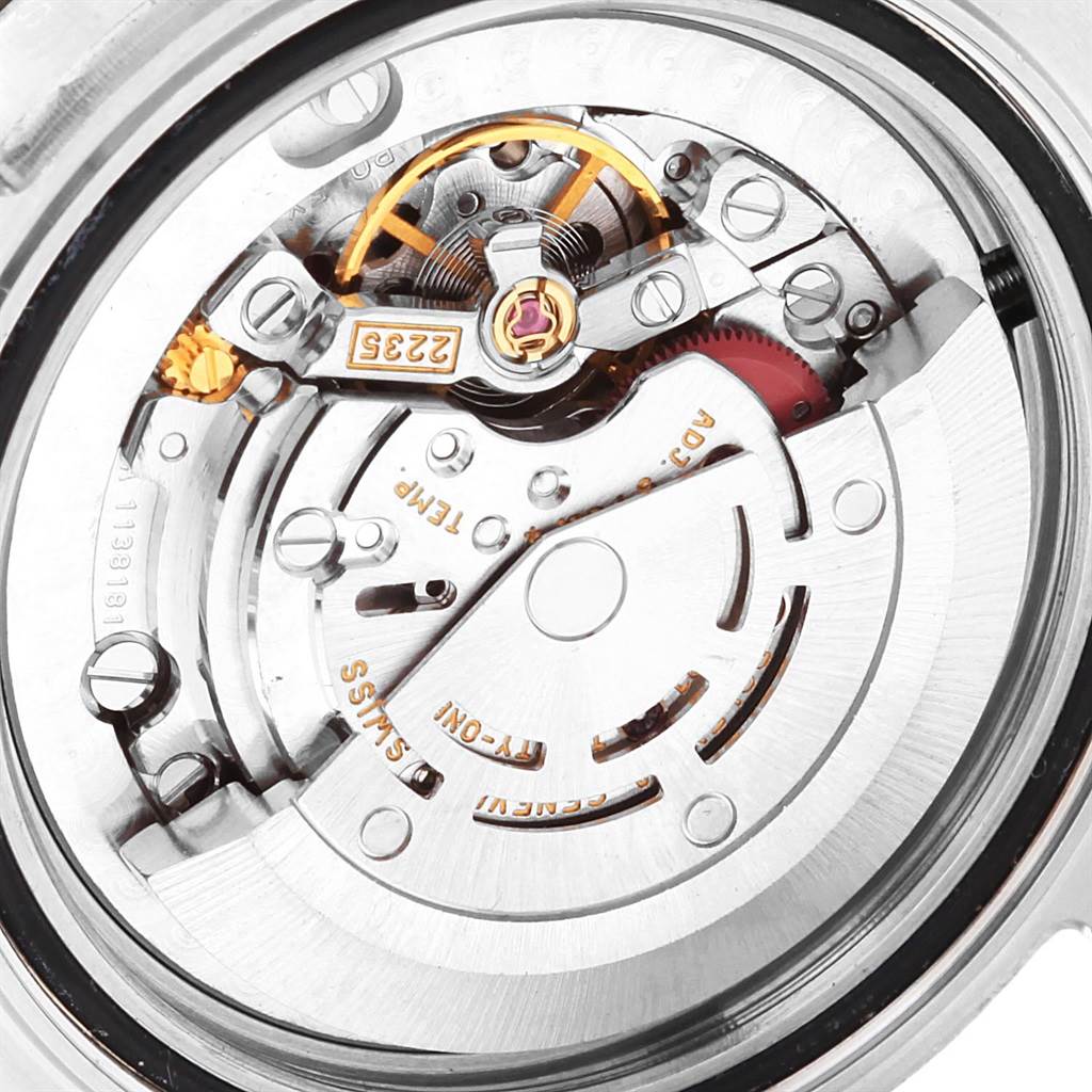 This image shows a close-up view of the movement mechanism of a Rolex Yacht-Master 168622 Men's Stainless Steel Silver Dial 168622 Men's Stainless Steel Silver Dial watch.