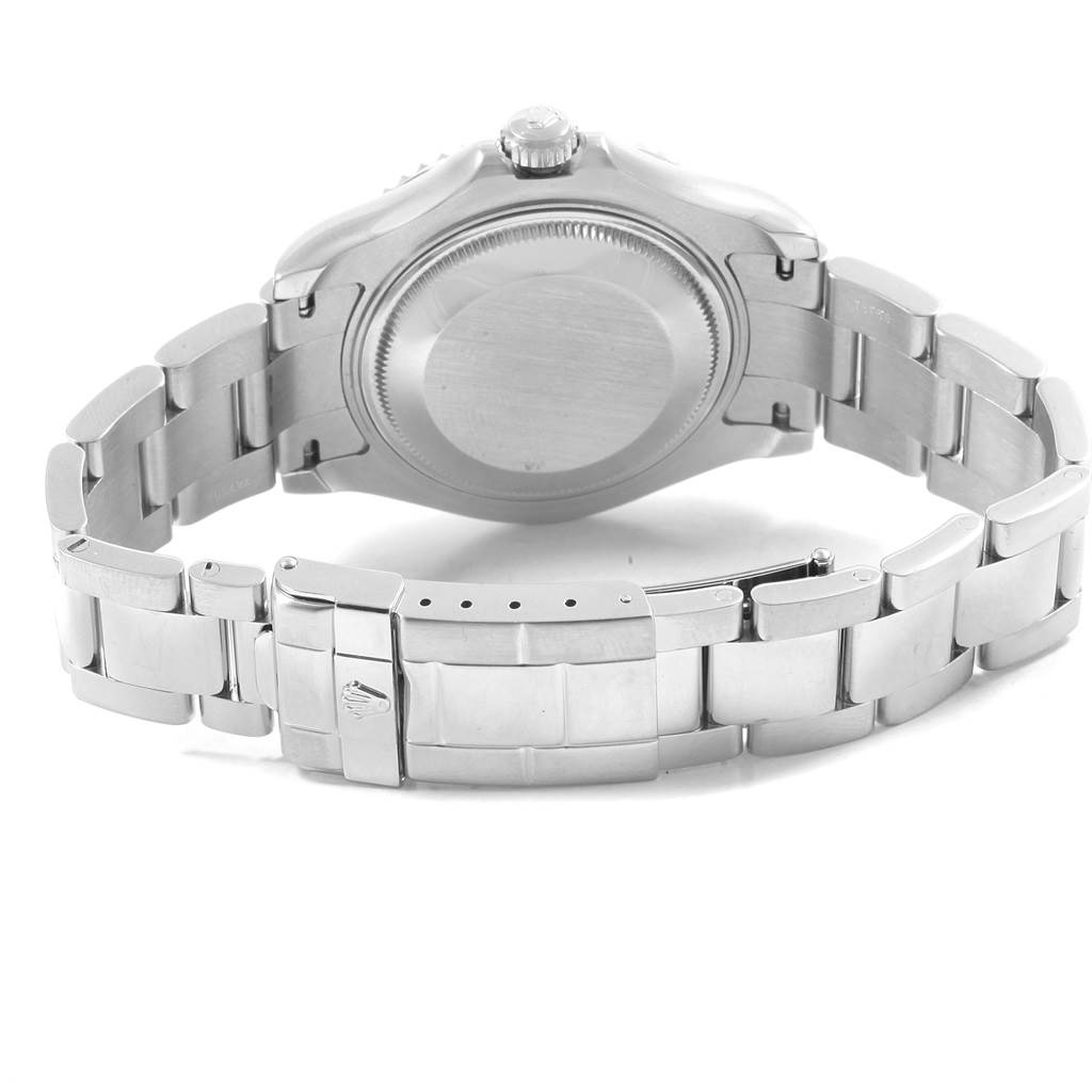 This image shows the back case and bracelet of the Rolex Yacht-Master 168622 Men's Stainless Steel Silver Dial 168622 Men's Stainless Steel Silver Dial watch, highlighting its clasp and links.