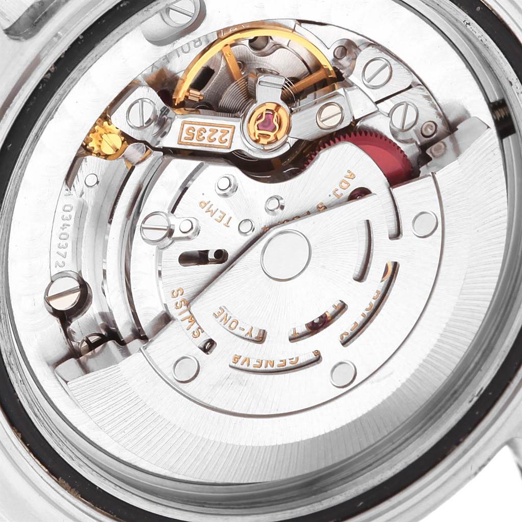 This image shows the back view of the Rolex Yacht-Master 168622 Men's Stainless Steel Silver Dial 168622 Men's Stainless Steel Silver Dial watch, highlighting its intricate movement and components.