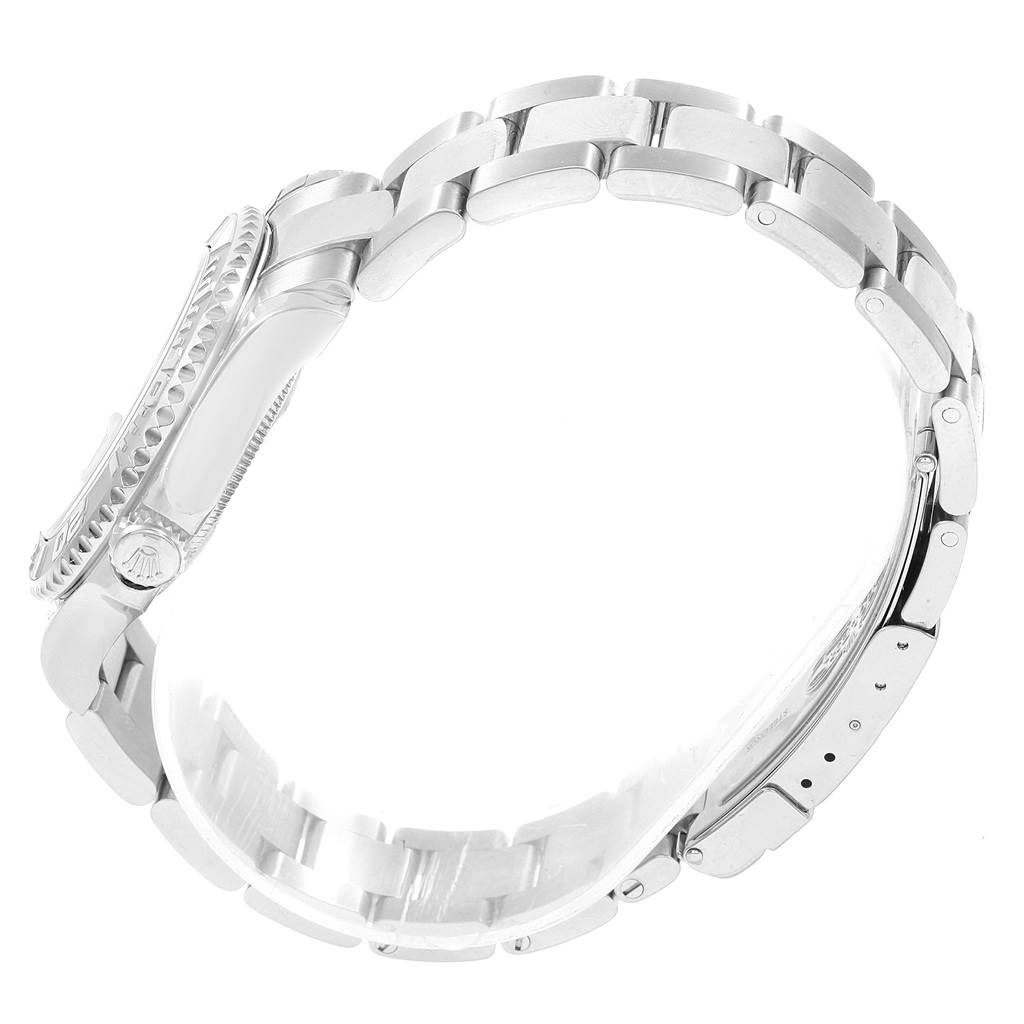 This image shows a side view of the Rolex Yacht-Master 168622 Men's Stainless Steel Silver Dial 168622 Men's Stainless Steel Silver Dial watch, focusing on the bracelet and case.