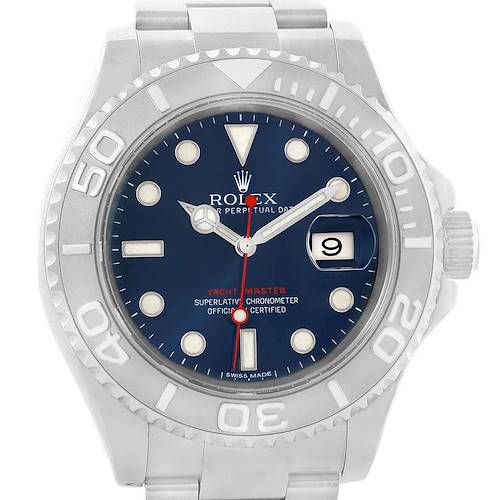 Photo of Rolex Yachtmaster Steel Platinum Blue Dial Mens Watch 116622