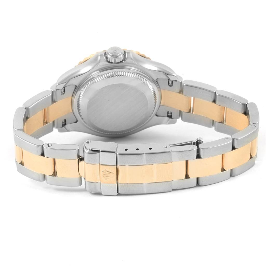 The image shows the back and bracelet of a Rolex Yacht-Master 169623 Women's Steel and Gold (two tone) White Dial 169623 Women's Steel and Gold (two tone) White Dial watch, highlighting its two-tone metal links and clasp.