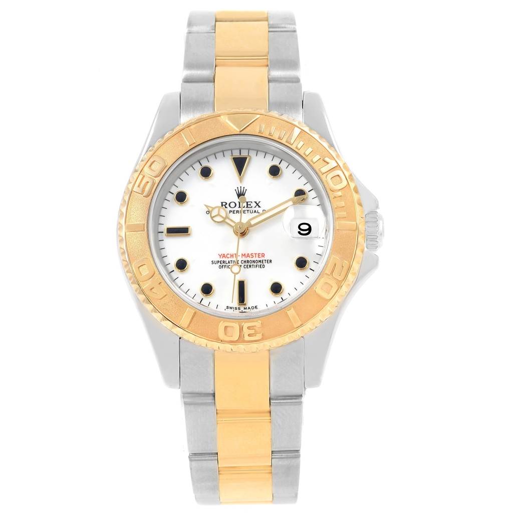 Rolex Yachtmaster 35 Midsize Steel Yellow Gold White Dial Watch 168623 ...