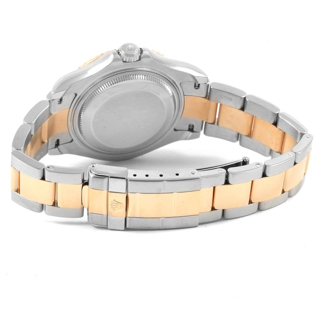 The image shows the back and bracelet of a Rolex Yacht-Master 168623 Men
s Steel and Gold (two tone) White Dial 168623 Men
s Steel and Gold (two tone) White Dial watch at a slightly angled, rear view.