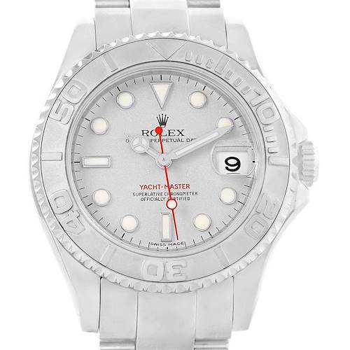 Photo of Rolex Yachtmaster 35 Midsize Steel Platinum Dial Bezel Mens Watch 168622