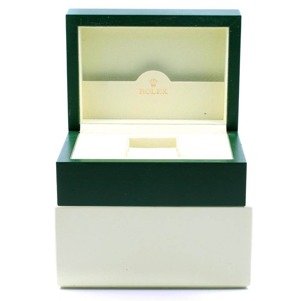 This image shows an open Rolex watch box for the Yacht-Master model, displaying the inner and outer compartments.