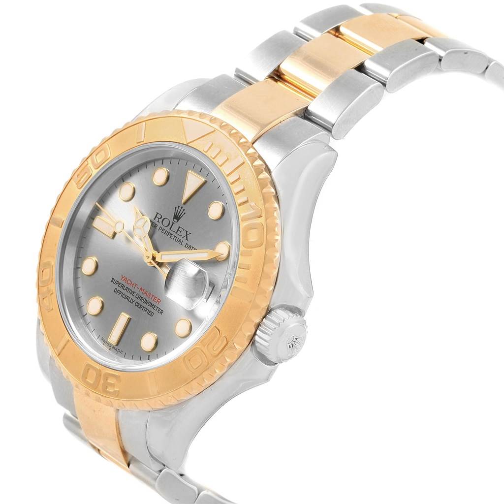 The image shows a Rolex Yacht-Master 16623 Men's Stainless Steel Grey Dial 16623 Men's Stainless Steel Grey Dial watch at a three-quarter angle, highlighting the bezel, dial, crown, and bracelet.
