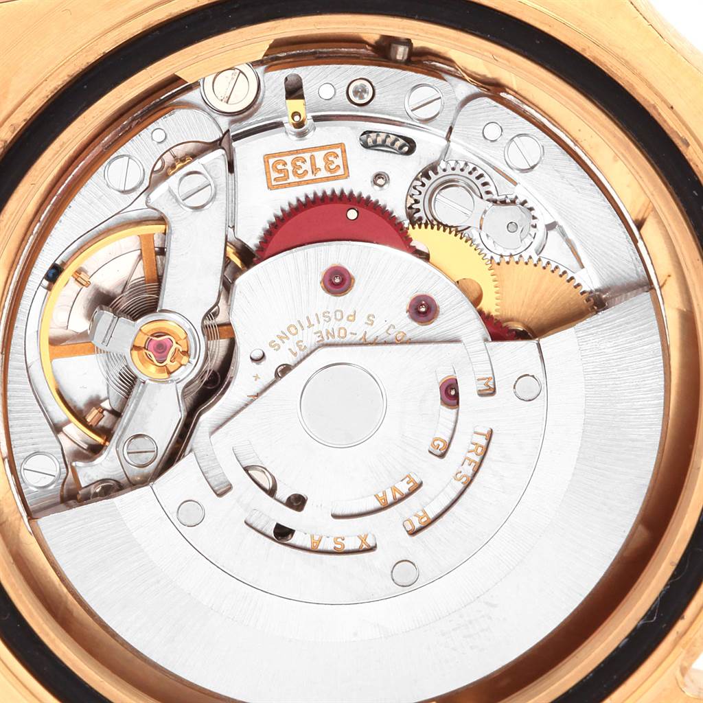 This image shows the internal movement mechanism of a Rolex Yacht-Master 16628 Men's Yellow Gold White Dial 16628 Men's Yellow Gold White Dial watch in close-up detail.