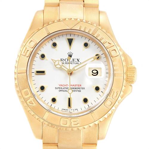 Photo of Rolex Yachtmaster 18K Yellow Gold White Dial Mens Watch 16628