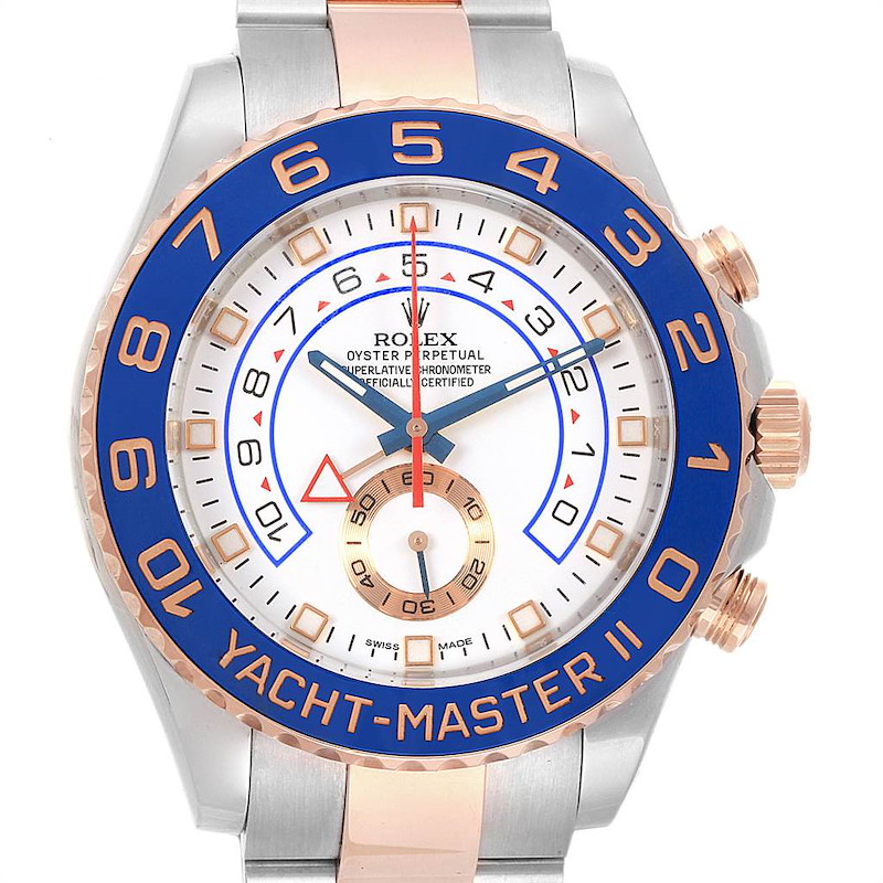 Rolex Yachtmaster II Stainless Steel 18k Rose Gold Mens Watch 116681 SwissWatchExpo