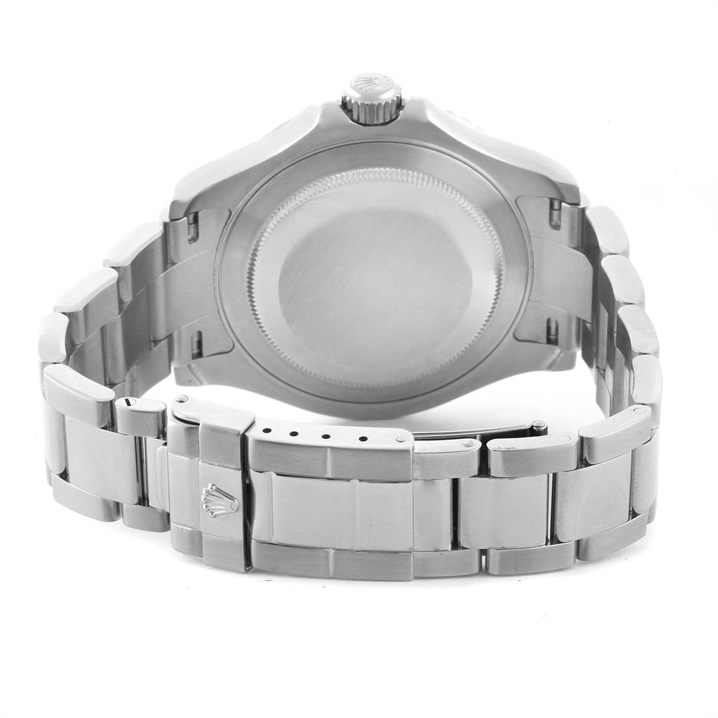 The image shows the back view of a Rolex Yacht-Master 16622 Men's Stainless Steel Silver Dial 16622 Men's Stainless Steel Silver Dial watch, highlighting the case and bracelet.
