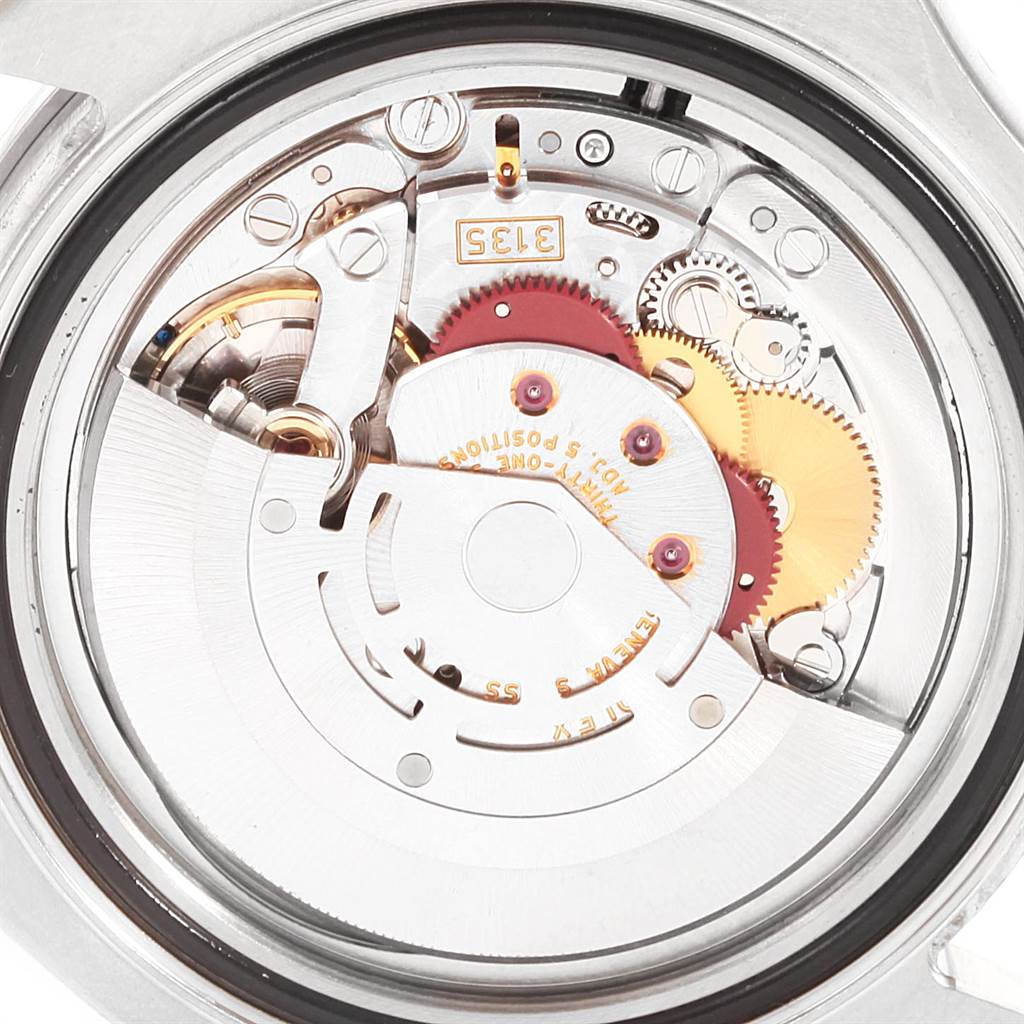 The image shows the internal mechanism of a Rolex Yacht-Master 16622 Men's Stainless Steel Silver Dial 16622 Men's Stainless Steel Silver Dial watch from a top-down angle.