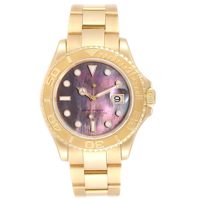 Rolex Yachtmaster 40 Yellow Gold Mother of Pearl Dial Mens Watch 16628 SwissWatchExpo