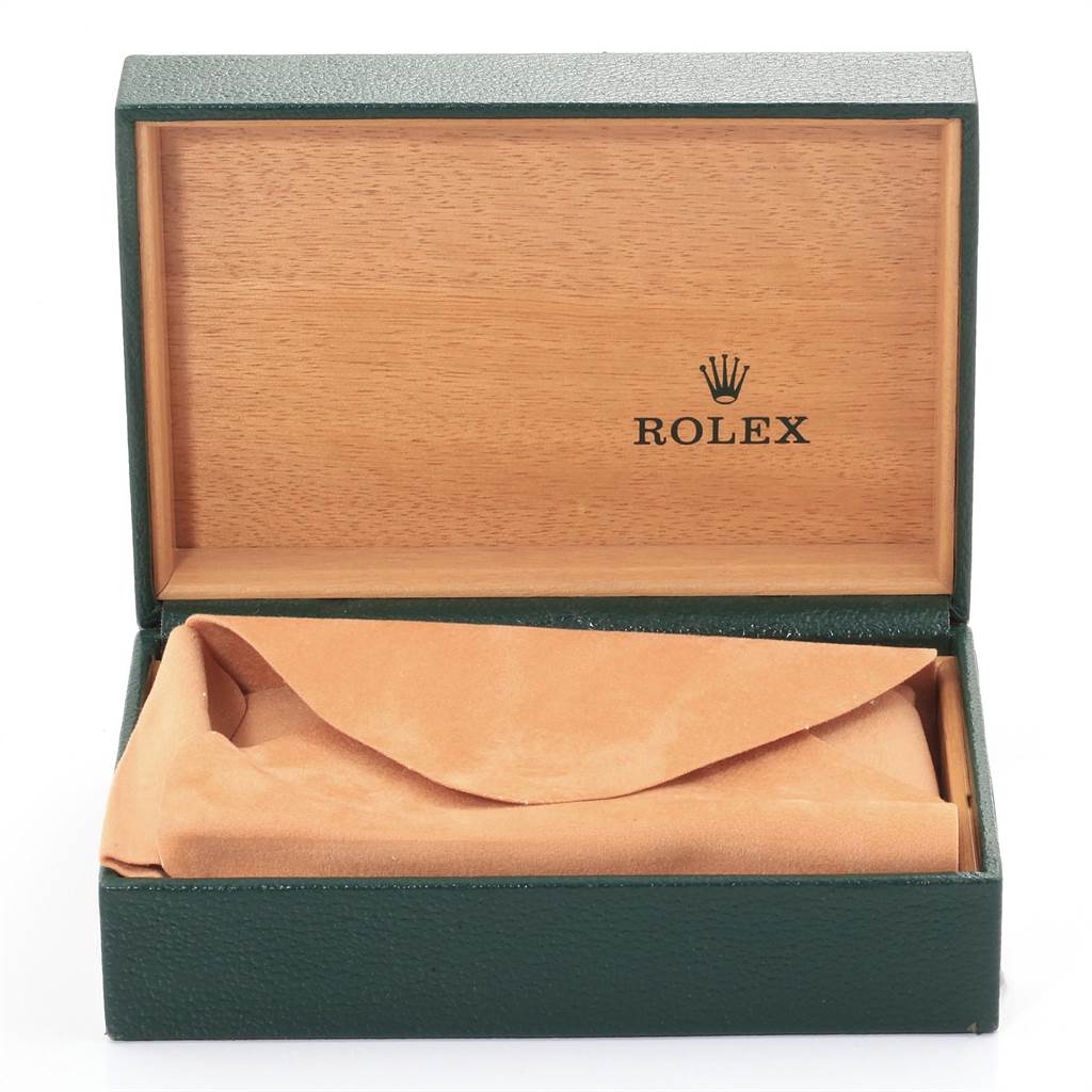 This image shows an open Rolex watch box, revealing the interior without displaying the Yacht-Master model watch inside.