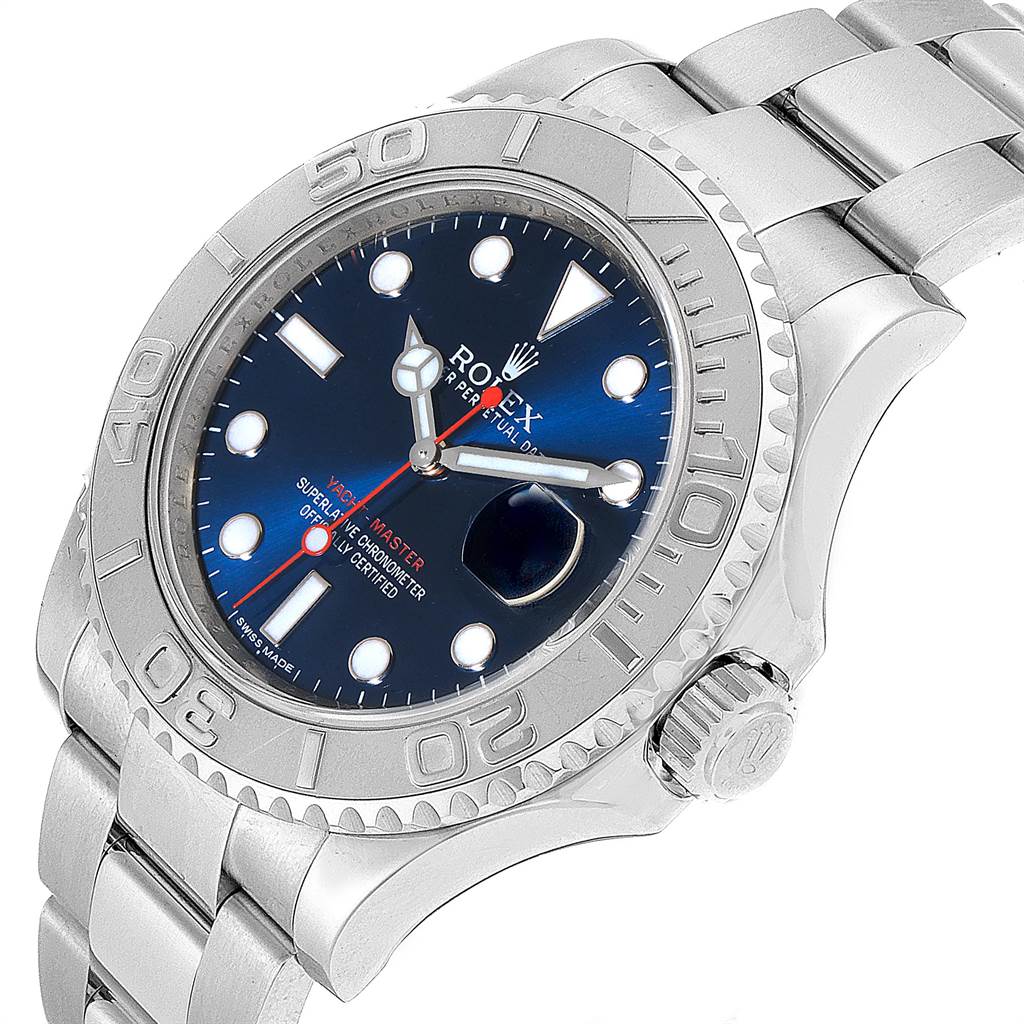 Rolex Yachtmaster 40mm Steel Platinum Blue Dial Mens Watch 116622 ...