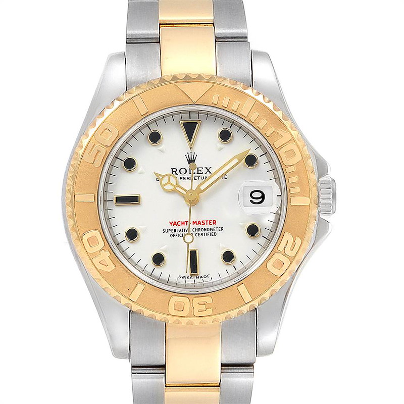 Rolex Yachtmaster 35 Midsize Steel Yellow Gold Watch 168623 Box Papers SwissWatchExpo