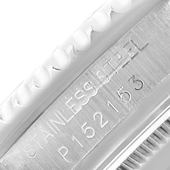 The image shows a close-up view of the side casing with the serial number of a Rolex Yacht-Master 168622 Men's Stainless Steel Silver Dial 168622 Men's Stainless Steel Silver Dial model watch.
