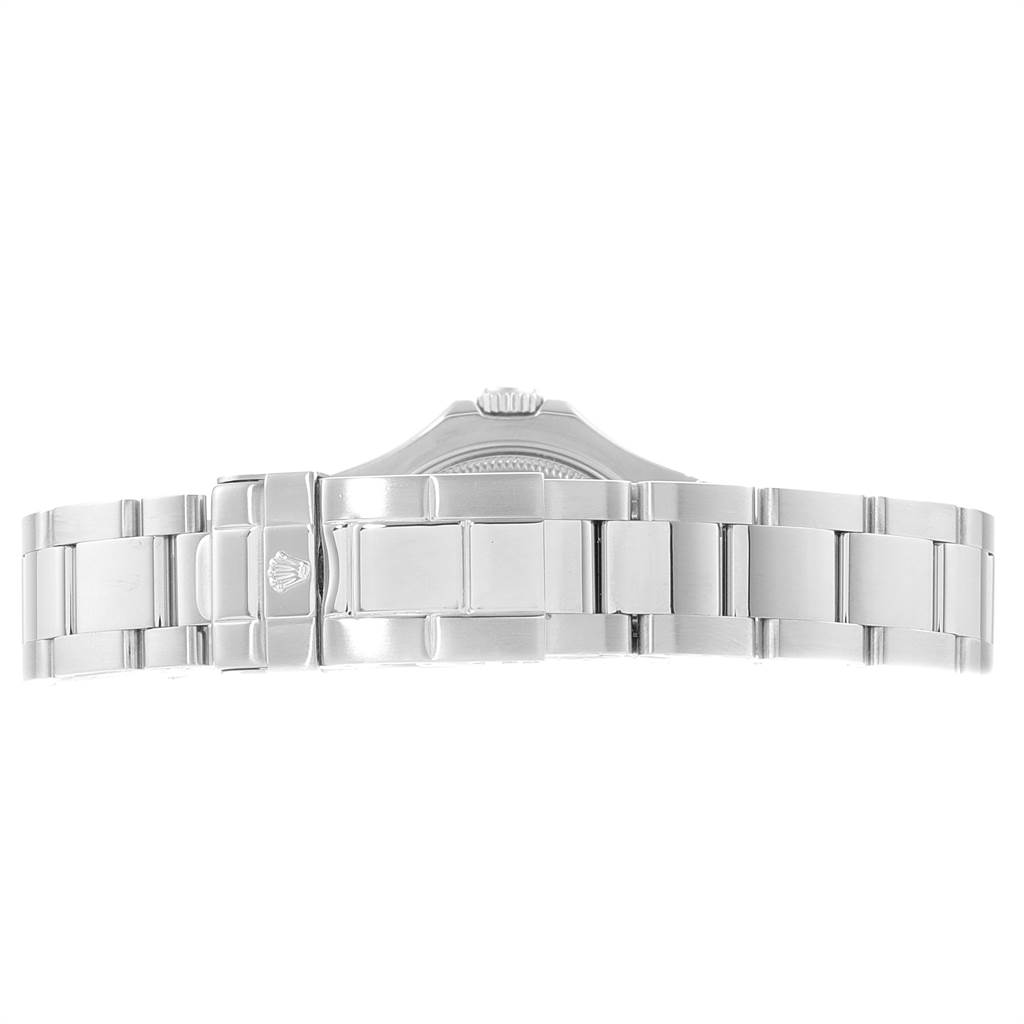 This image shows the clasp and bracelet of a Rolex Yacht-Master 168622 Men
s Stainless Steel Silver Dial 168622 Men
s Stainless Steel Silver Dial watch, viewed from the back.