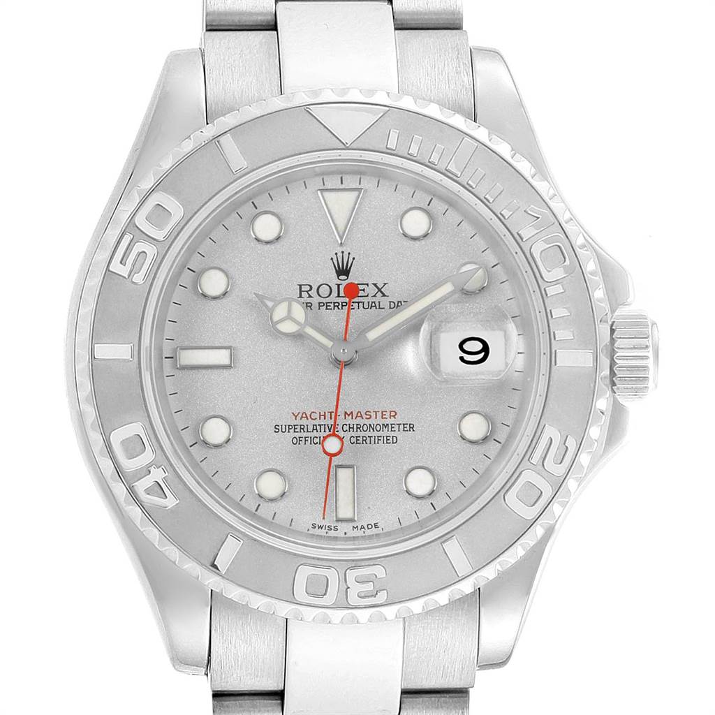 Rolex Yachtmaster 40mm Steel Platinum Mens Watch 16622 Box Papers ...