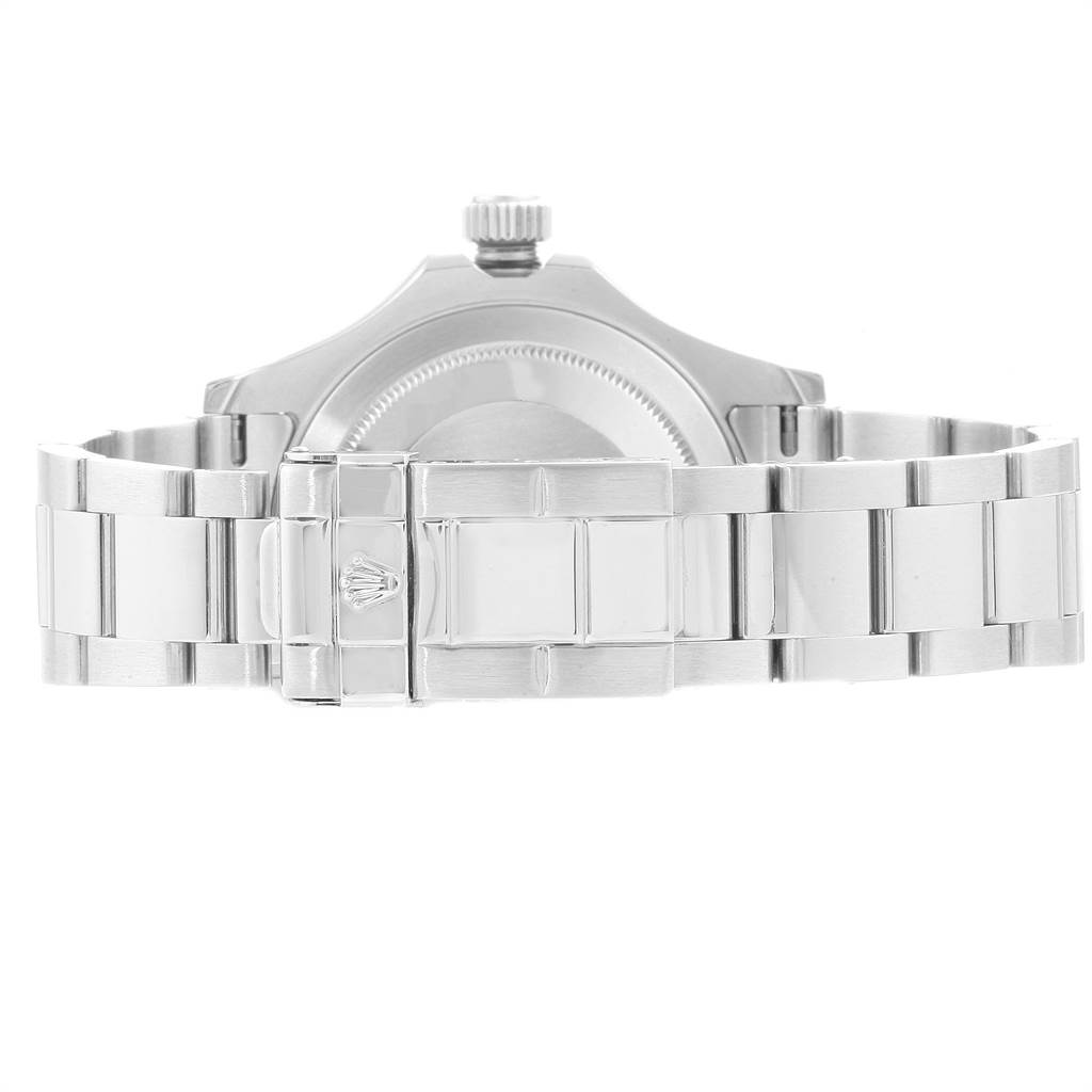This image shows the back and bracelet clasp of a Rolex Yacht-Master 16622 Men's Stainless Steel Silver Dial 16622 Men's Stainless Steel Silver Dial watch from a rear angle.